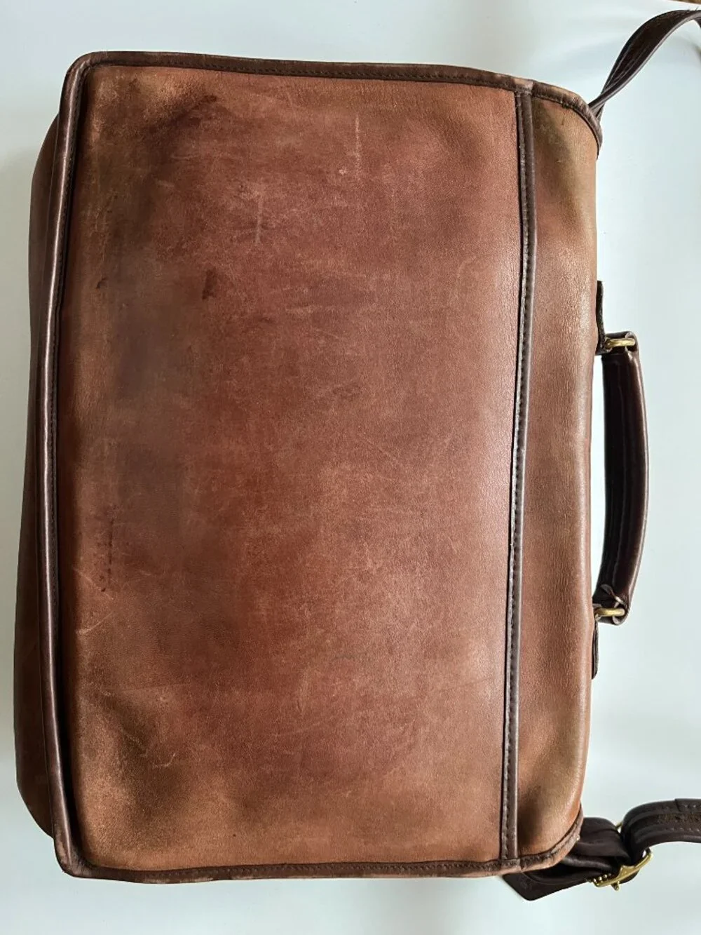 Coach Leather Crossbody Double Buckle Brown Breifcase / Laptop Bag